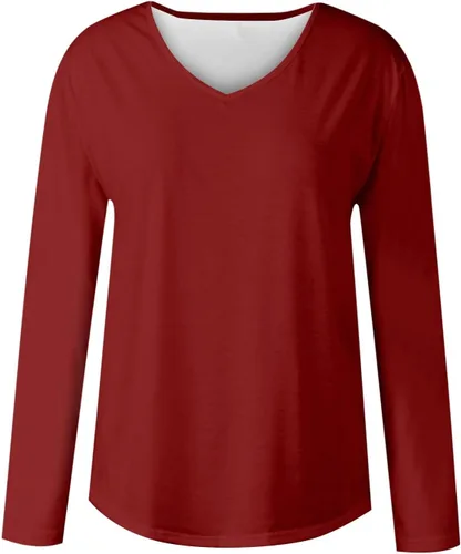 Miniatura 3 de Womens Clothes V Neck Slim Fit Pullover Tops Long Sleeve Retro Stripe Printing Blouses Lightweight Outfit