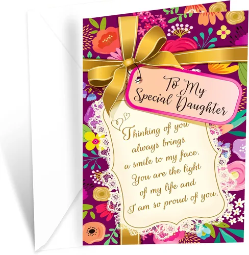 Miniatura 10 de Prime Greetings Tarjeta de cumpleaños para hija, hecha en Estados Unidos, tarjeta gruesa con sobre de primera calidad empaquetada en un correo