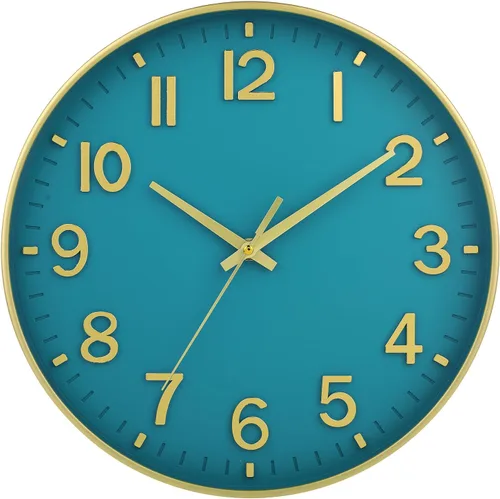 Miniatura 29 de HZDHCLH Reloj de pared de cuarzo moderno, funciona con pilas, 12 pulgadas, silencioso, sin tictac, números 3D, reloj redondo para pared, reloj