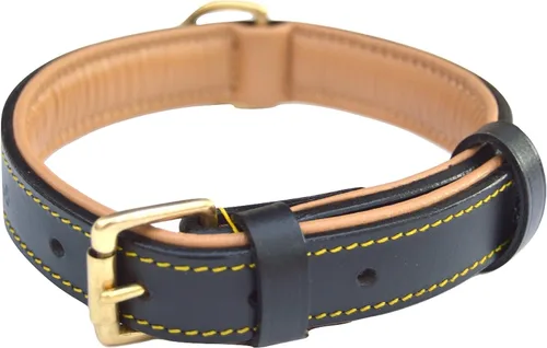 Miniatura 10 de Collares suaves al tacto, de cuero acolchado, collares de lujo para perro, L, Negro