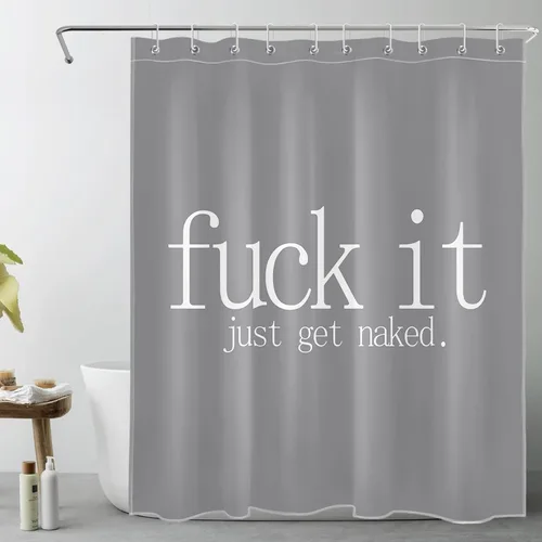 Miniatura 33 de LB Fuck It Get Naked - Cortina de ducha pequeña de 48 x 68 pulgadas, forro de cortina de ducha en blanco y negro, cortina de ducha estrecha