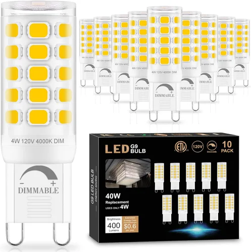 Miniatura 16 de Bombilla LED G9 regulable de 2700 K blanco cálido suave, paquete de 6, T4 G9 de 4 W de reemplazo para 40 vatios de halógeno, base cerámica de doble