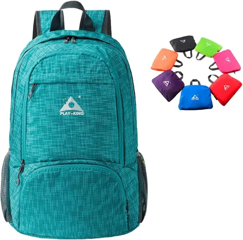 Miniatura 7 de PLAY-KING Mochila ligera plegable impermeable resistente al agua de 25 litros para ir de compras, viajes o senderismo, para hombres o mujeres, Raya