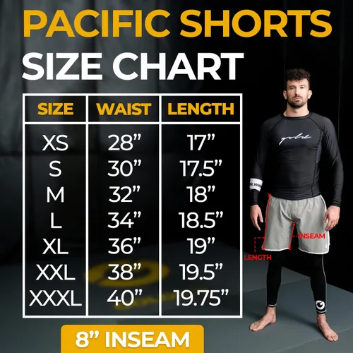 Miniatura 2 de Gold BJJ Pacific Short - Pantalones cortos de lucha Jiu Jitsu sin Gi, Oro