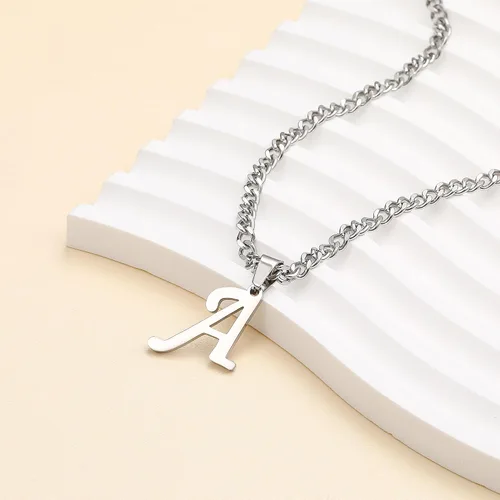 Miniatura 5 de LUXEJEW Collares con inicial de cadena cubana de oro para hombres, dije de letra, collar con inicial para hombres, niños y mujeres, collares