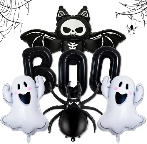 Decoraciones de globos de Halloween, letras de abucheo negro, fantasma, murciélago, globo de lámina de araña para decoraciones de fiesta de Halloween
