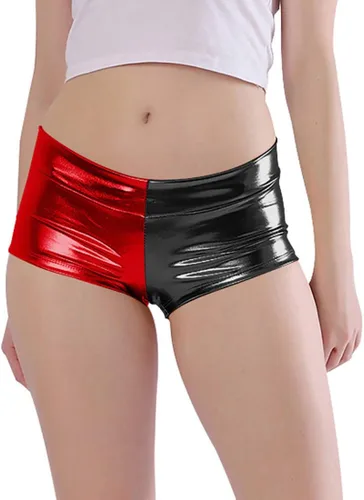 Kepblom - Pantalones cortos para mujer, color metálico brillante de mujer, pantalones cortos de baile