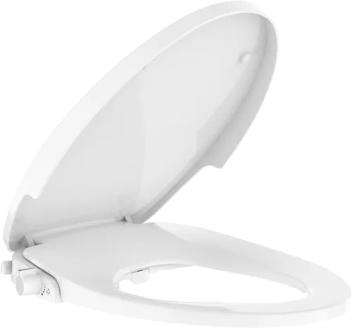 Miniatura 7 de Asiento de inodoro con bidé para inodoro redondo, accesorio de bidé no eléctrico de doble boquilla con cierre suave, cubierta de asiento de inodoro