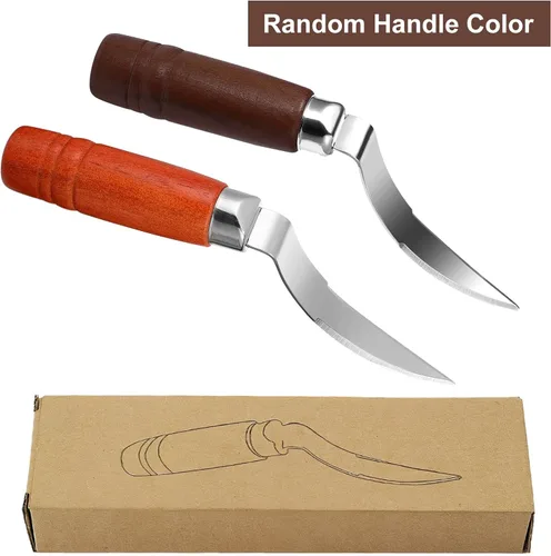 Miniatura 4 de DOITOOL Herramienta de eliminación de carne de coco cuchillo raspador de coco fresco de acero inoxidable con mango ergonómico de madera