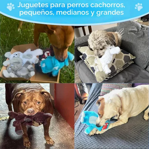 Miniatura 4 de Bzonsmart Paquete de 5 Juguetes Chirriantes para Perros. Juguetes de Masticación de Peluche Resistentes para Perros. Juguetes Interactivos