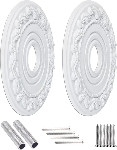 EIFHYT Medallón de techo de poliuretano moldeado para lámparas y ventiladores de techo, 16 pulgadas de diámetro exterior x 4 pulgadas de diámetro