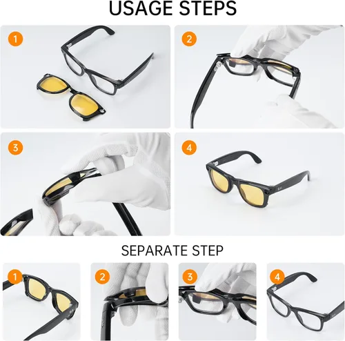 Miniatura 8 de HIBLOKS Clips polarizados para Ray-Ban Meta Wayfarer (RW4008 y RW4012 Grande 53-22), clips de decoloración compatibles con Ray-Ban Meta Wayfarer Gen