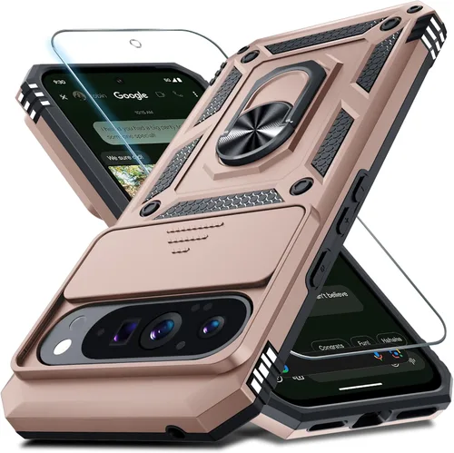 Miniatura 21 de Janmitta - Funda compatible con Google Pixel 9 Pro XL con cubierta deslizante para lente de cámara incorporada + protector de pantalla + soporte