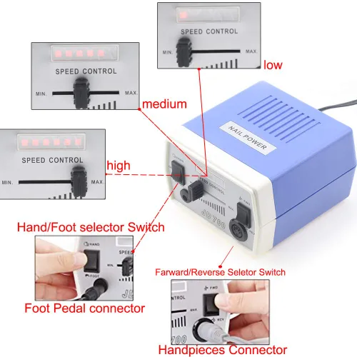 Miniatura 3 de Máquina eléctrica de taladro de uñas JD700 35W Nail Art Equipment Accesorio Nail File Tools