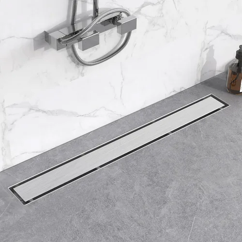 Miniatura 10 de YEFU Drenaje de ducha lineal dorado para baño: drenaje de ducha de 24 pulgadas con rejilla de inserción de azulejos, drenaje lineal rectangular