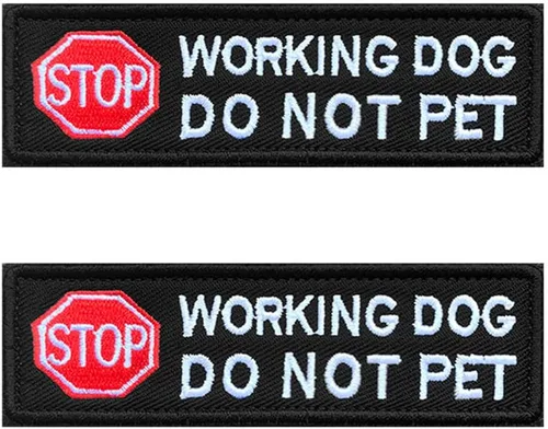 Miniatura 3 de Paquete de 2 letreros de Stop Sign Ignore ME I am Working Dog Patch con gancho y bucle bordado, emblema de servicio para perros de trabajo, chalecos