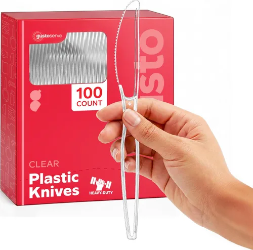 Miniatura 8 de GUSTO [Paquete de 100] Cucharas de plástico transparentes desechables resistentes - Cubiertos de plástico, cubiertos básicos para fiestas, eventos