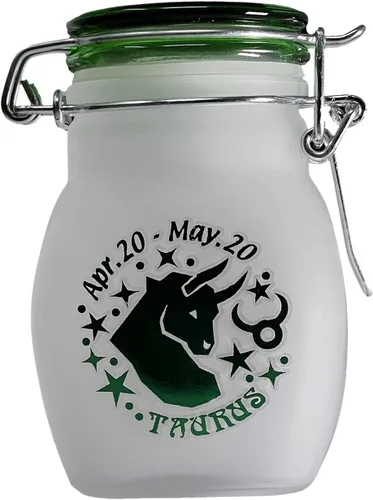 Miniatura 10 de Frasco de Almacenamiento de Vidrio Hermético a Prueba de Olores del Signo del Zodiaco, Cuarto de Onza (125ml), 3.25'' (Signo Astrológico de Acuario)