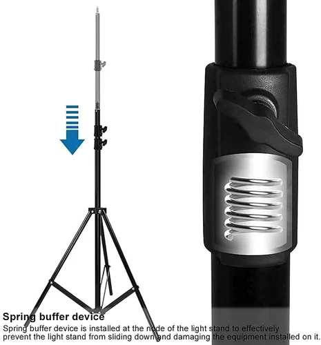 Miniatura 4 de Soporte de luz resistente de 9.5 pies/9.2 ft de resorte ajustable acolchado de metal para fotografía de estudio fotográfico, luz de anillo, equipos