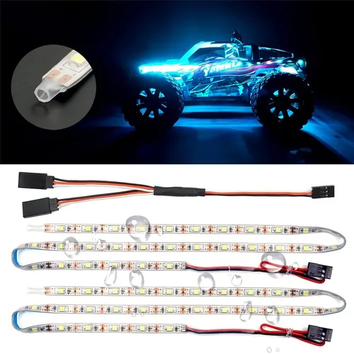 Miniatura 6 de Tiras de luz LED impermeables para autos RC, camiones, aviones, barcos, drones, ala fija, modelo de ala AR, luz de resplandor inferior (amarillo)
