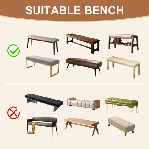 Miniatura 7 de Genina Fundas impermeables para banco de comedor, protector de asiento de banco de jacquard elástico, funda de banco rectangular para dormitorios