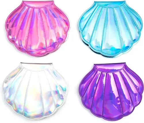 Miniatura 9 de AUEAR, Paquete de 4 espejos con purpurina de doble cara, espejos de maquillaje de aumento de 4 colores, mini portátil plegable para bolso, bolso