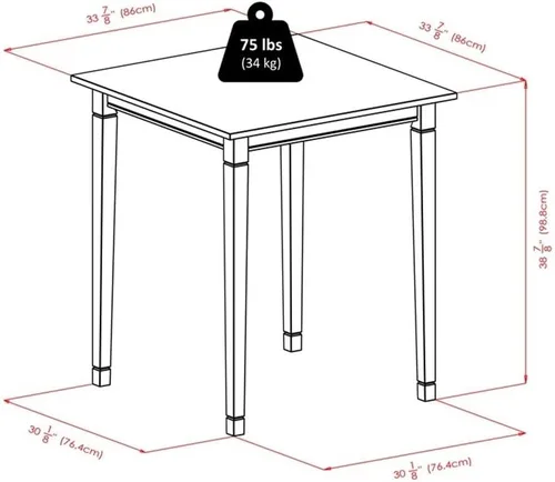 Miniatura 4 de Winsome Mesa de comedor Kingsgate de madera de 3 piezas con 2 sillas de bar con respaldo en V