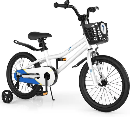 Miniatura 22 de COSTWAY Bicicleta para niños, 12, 14, 16, 18 pulgadas, para niños y niñas de 3 a 8 años, bicicleta para niños con ruedas de entrenamiento