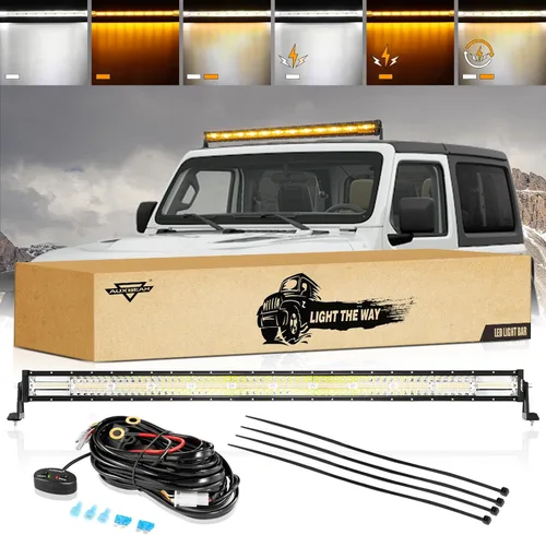 Miniatura 17 de Auxbeam Barra de luz LED de 3 pulgadas, 72 W, color ámbar/blanco, luces de conducción todoterreno para camión, SUV, barco, 4x4, Jeep Wrangler