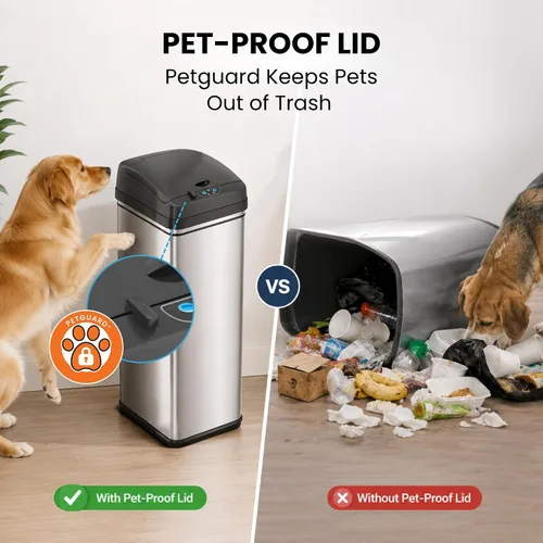 Miniatura 7 de iTouchless PUEDE DE BASURA AUTOMÁTICO DE 13 GALONES CON FILTRO DE ABSORTE DE OLOR Y BLOQUEO DE LA TAPA, PINDADOR DE BASURA DE COCINA DE SENSOR