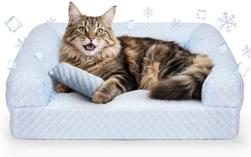 Miniatura 8 de Cama para perros pequeños y medianos, cama refrescante para mascotas con parte inferior antideslizante, cama cómoda de verano para cachorros, Donut