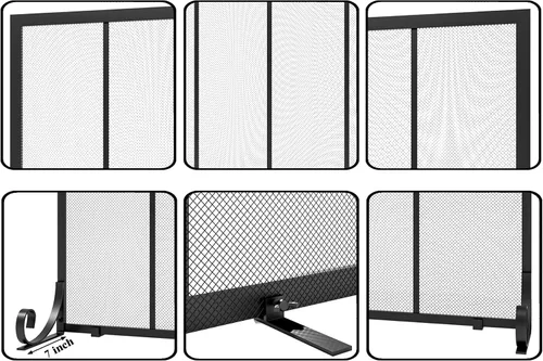 Miniatura 5 de Fire Beauty Protector de chispas para chimenea de panel plano, puerta de metal forjado, cubierta de seguridad decorativa para chimenea, protector