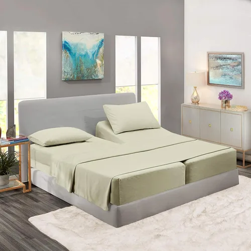 Miniatura 14 de Rajlinen Split Queen Sheet Sets for Adjustable Beds - Sheets for Sleep Number Bed 15" Deep Pocket - 100% Cotton Split Queen Bed Sheet Set - Split