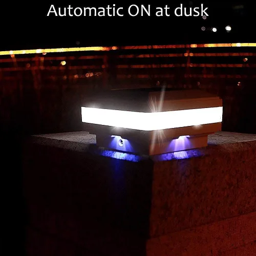 Miniatura 7 de Sumaote Luz solar para poste de poste, luz solar LED impermeable para exteriores para postes de madera de 4 x 4, 5 x 5, 6 x 6, luces de valla, Blanco