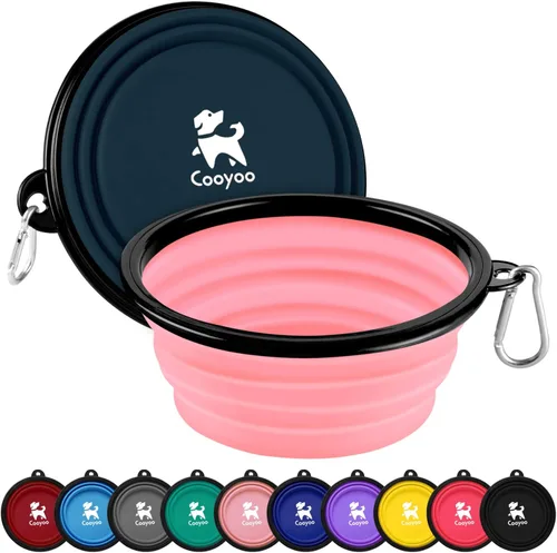 Miniatura 8 de COOYOO Cuenco plegable para perros, paquete de 2 cuencos plegables para agua para perros y gatos, plato portátil para alimentación de mascotas