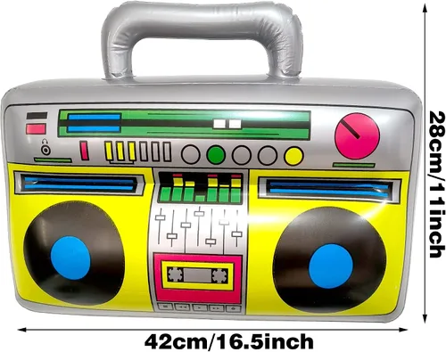 Miniatura 4 de 2 paquetes inflables de radio Boombox y teléfono móvil para fiesta de fotos, recuerdos de fiesta de cumpleaños de los años 80 y 90, música retro