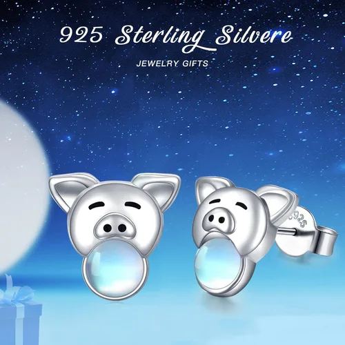 Miniatura 5 de JUSTKIDSTOY PigHedgehogFishButterflyFrog Earrings 925 Sterling Silver Cute Animal Stud Earrings Jewelry Gifts for Women Girls Hypoallergenic