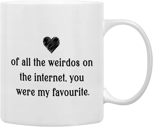 Miniatura 8 de QASHWEY Regalos románticos para ella y él, taza de café negra con texto en inglés "You're The Best Thing I've Ever Found on The Internet", tazas