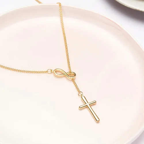 Miniatura 2 de Dear Ava Infinity First Holy Communion Necklace Sympathy Gift For Teen Girls Sterling Silver Modern Jewelry Cross Pendant with Heartfelt Card 1st