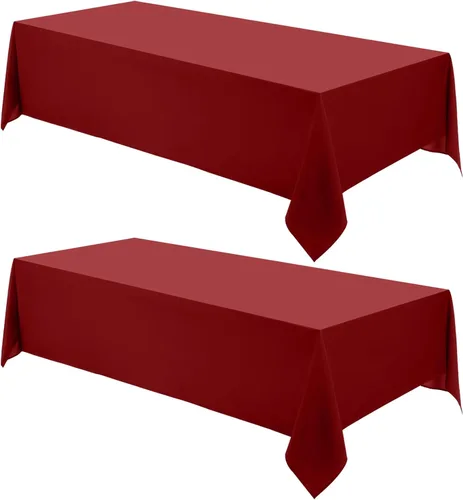 Miniatura 59 de Manteles rectangulares de 60 x 120 pulgadas, paquete de 2 manteles negros para 6 pies, lavables, decorativos, de lino y poliéster, para mesa