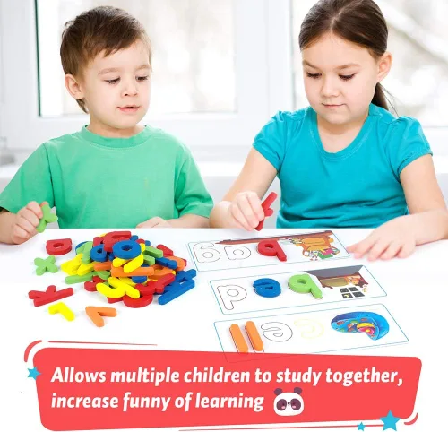 Miniatura 3 de KMUYSL Juguetes de aprendizaje para niños y niñas de 3, 4, 5, 6 años, ver y deletrear CVC, constructores de palabras con tarjetas del alfabeto
