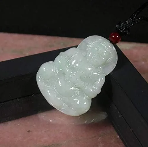Miniatura 4 de gojade Colgante de jadeíta de jade A 100% natural certificado verde Guanyin Kwan Yin Lotus Flower Necklace 397729 GS
