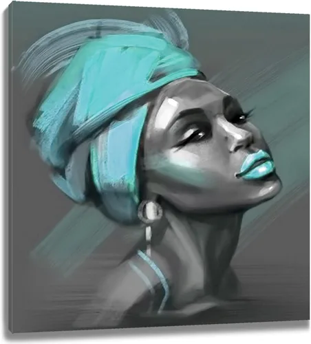 Miniatura 23 de LB Arte de pared de mujer afroamericana, mujer negra con cabello dorado, impresiones de pintura abstracta, belleza moderna negra y dorada para sala