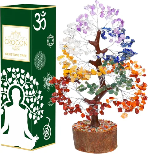 Miniatura 8 de Árbol de la vida de 7 chakras, árbol de la vida de cristal, árbol de piedras preciosas hecho a mano, árbol de Feng Shui, decoración de cristal