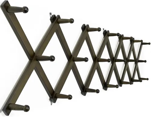WEBI Acordeón para colgar en la pared, percha de pared para sombreros, acordeón, expandible, de madera, montado en la pared, estante de gancho para