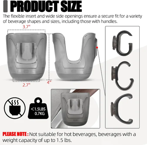 Miniatura 2 de Portavasos para cochecito de bebé compatible con Uppa-Baby Vista, Cruz, Minu Strollers Accesorio para portavasos Vista V2, Cruz V2, MinuV2