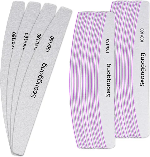 24 limas de uñas de grano 100/180 para mujeres, de doble cara, para manicura y pedicura, herramientas de manicura y pedicura para uñas naturales,