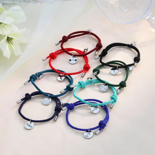 Miniatura 5 de 2 pulseras a juego para parejas, pulseras de corazón de acero inoxidable, pulseras personalizadas para el día de San Valentín, cumpleaños, Navidad
