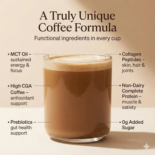 Miniatura 2 de Café helado con proteínas, café instantáneo de colágeno con alto contenido de CGA para energía y concentración, sin azúcar, sin lácteos, sin