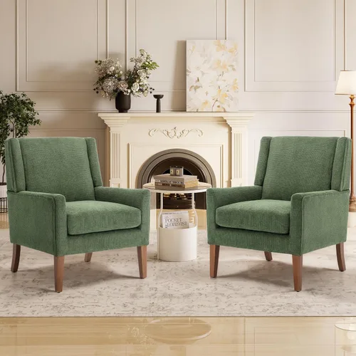 Miniatura 14 de Sillas de acento para sala de estar, sillas de sala de estar de madera y tela de mediados de siglo, sillón con brazos, sillas auxiliares para sala